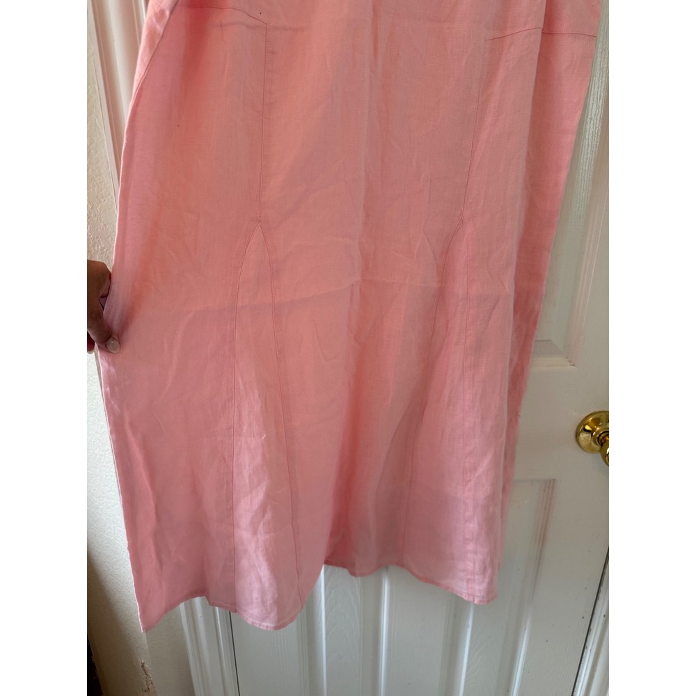 J Jill Love Linen Blush Pink A Line Dress M 100% Linen Coastal Grandma - Picture 3 of 8